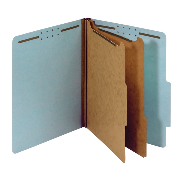 Office Depot&reg; Pressboard Classification Folders With Fasteners, Letter Size (8-1/2&quot; x 11&quot;), 2-1/2&quot; Expansion, 100% Recycled, Blue, Box Of 10 544387
