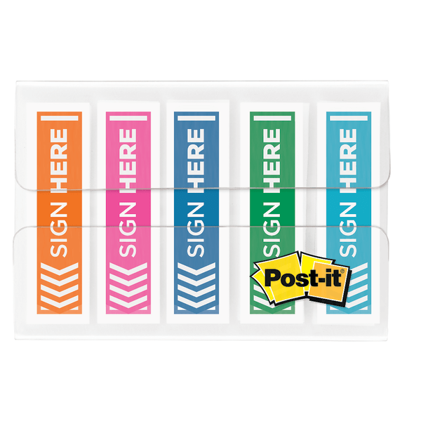 Post-it&reg; Notes Sign Here Printed Flags MMM684SHOPBLA