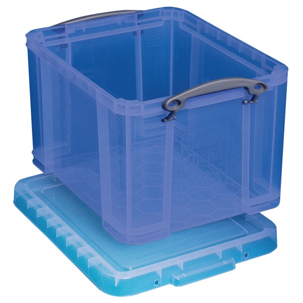 Really Useful Box Plastic Storage Container With Built-In Handles And Snap  Lid, 17 Liters, 17 1/4 x 14 x 7, Blue