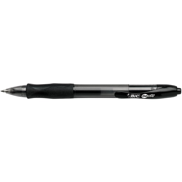 BIC Gelocity Quick Dry Retractable Gel Pen, (0.7 mm), Black, 12pens