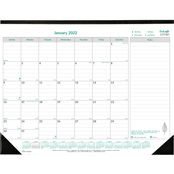 Brownline&reg; EcoLogix Monthly Desk Calendar 5584155