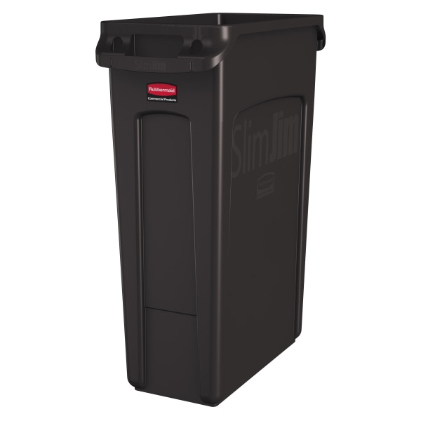 Rubbermaid Commercial LLDPE 23-Gallon Slim Jim Trash Can, Rectangular,  11-Inch Width x 20-Inch Depth x 30-Inch Height, Gray [Gray] 