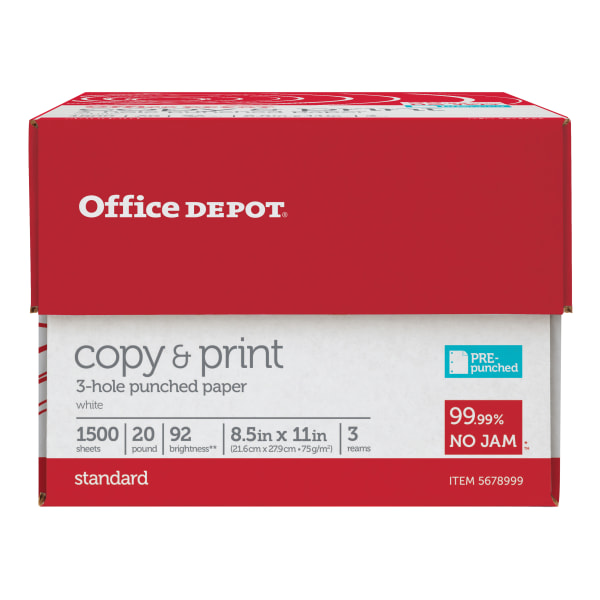 Multi-Use Printer & Copier Paper, Letter Size (8 1/2 x 11), 1500 Sheets  Total, 92 (U.S.) Brightness, 20 Lb, White, 500 Sheets Per Ream, Case Of 3  Reams - Zerbee