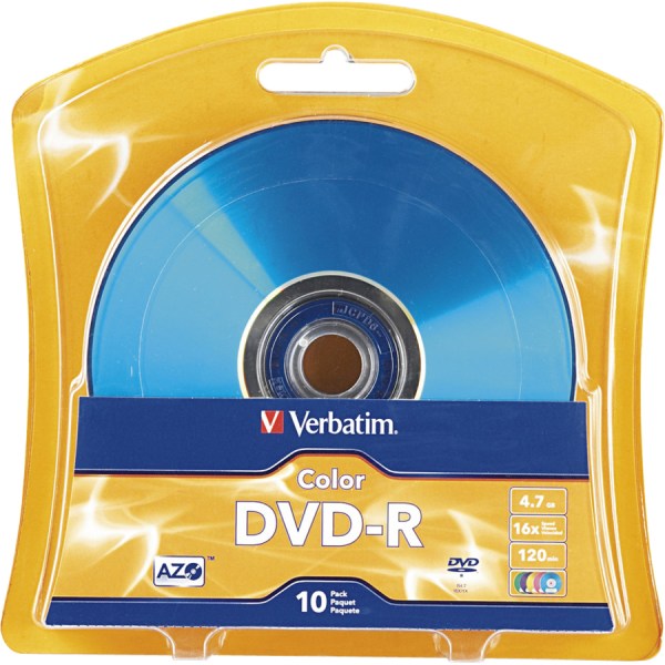 Verbatim AZO DVD-R 4.7GB 16X Vibrant Colors - 10pk Blister 574267