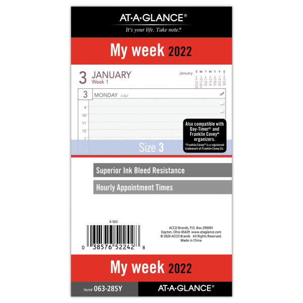 AT-A-GLANCE&reg; Day Runner&reg; 12-Month Weekly Planner Loose-Leaf Calendar Refill 5745362