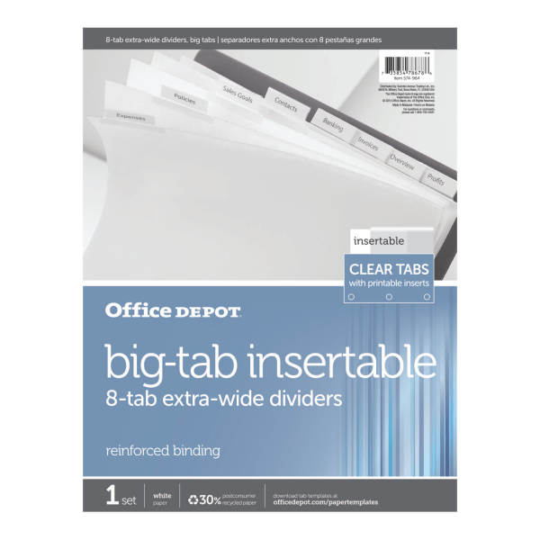 Office Depot® Brand Insertable ExtraWide Dividers With Big Tabs Zerbee