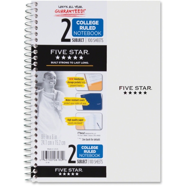 Wirebound Notebook with Two Pockets by Five Star® MEA06206