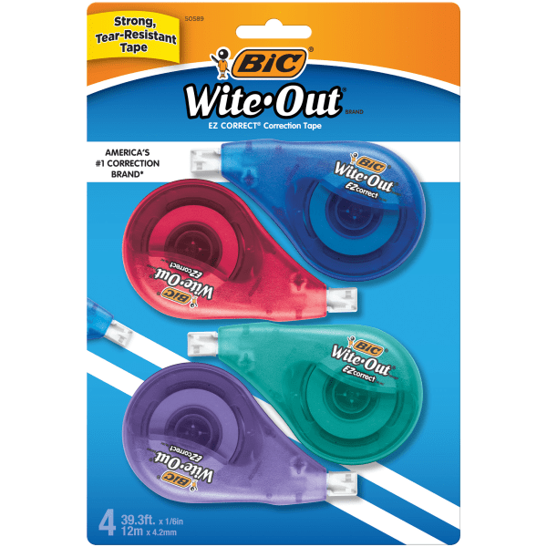 White 1/5-Inch x 235-Inch BIC WOETP21 Wite-Out Ecolutions Mini Correction Tape 2/Pack 