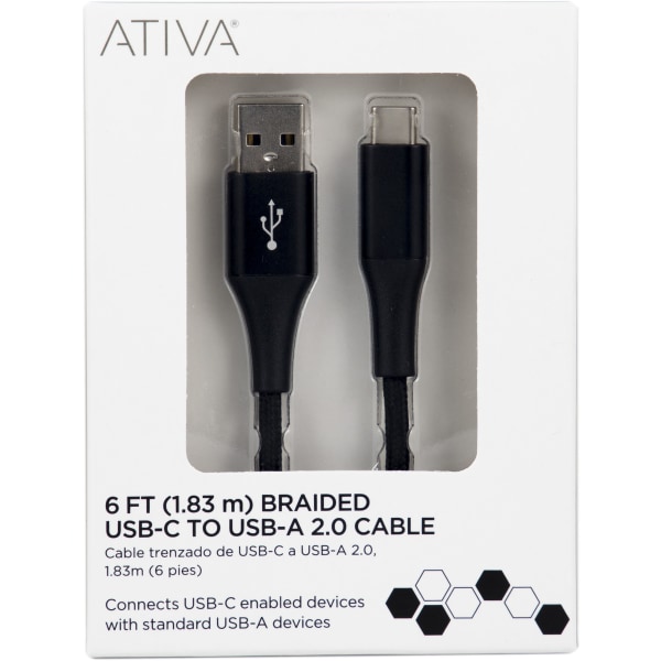 Ativa® USB Type-C To USB Type-A Cable, 6', Emerald, 45398 