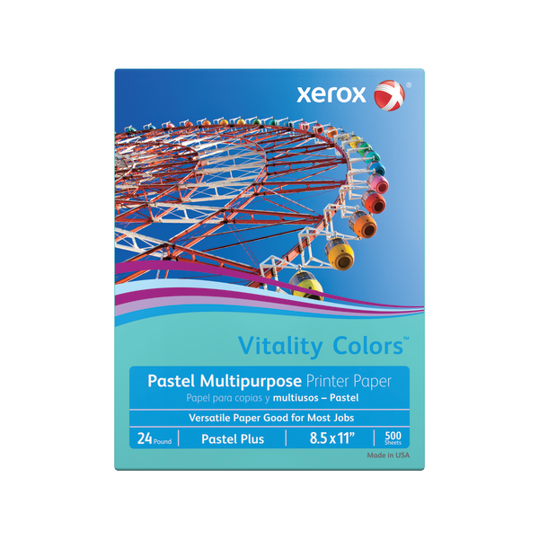 Xerox Vitality Pastel Color Multi-Use Printer & Copier Paper, Letter Size  (8 1/2 x 11), 5000 Total Sheets, 20 Lb, FSC Certified, 30% Recycled