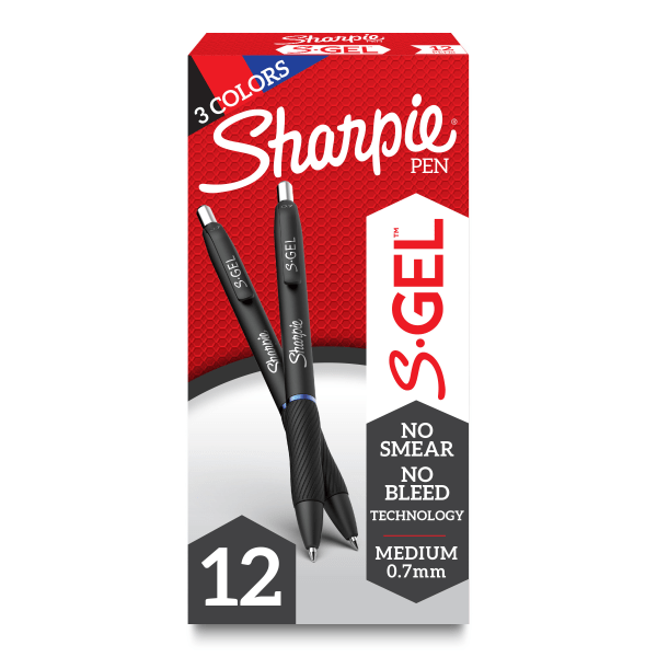 2/pk SHARPIE S-GEL 0.7 Metal Barrel Gel Pen - NO SMEAR - NO BLEED Black  Color