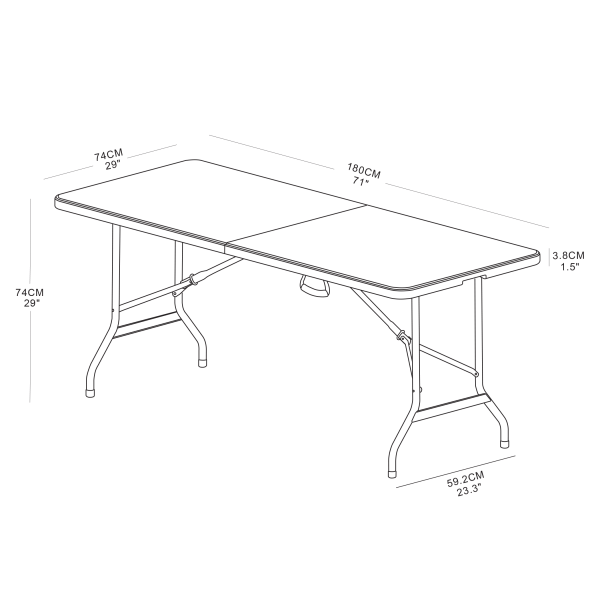 Realspace® Molded Plastic Top Folding Table with Handles, 29"H x 72"W x
