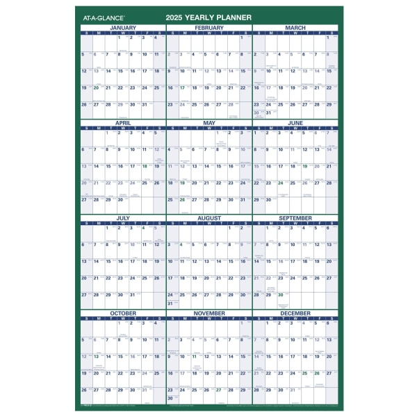 At-A-Glance Seasons in Bloom Horizontal Vertical Erasable Yearly Wall Calendar - Large Size - Yearly - 12 Month - January 2024 - December 2024 - 36