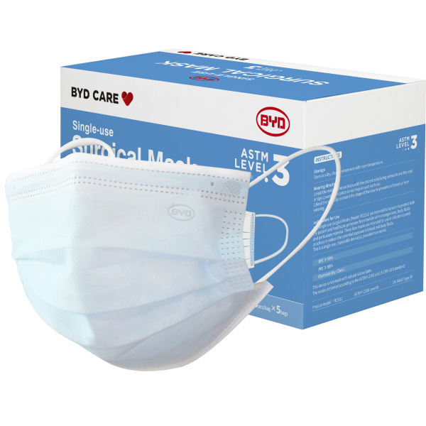 BYD Care Level 3 Surgical Masks, Adult, One Size, Blue, Box Of 50 Masks 5927549