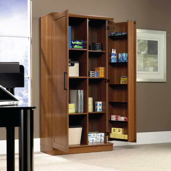 Realspace 36 W 12 Shelf Storage Cabinet Dakota Oak - Office Depot