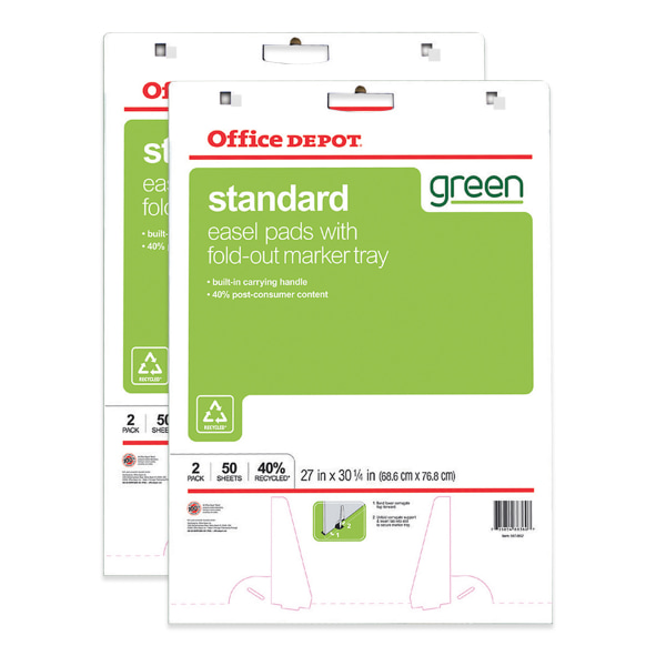 Office Depot® Brand Easel Pads, 27 x 34, Ruled, 50 Sheets, 30% Recycled,  White, Pack Of 2 - Zerbee