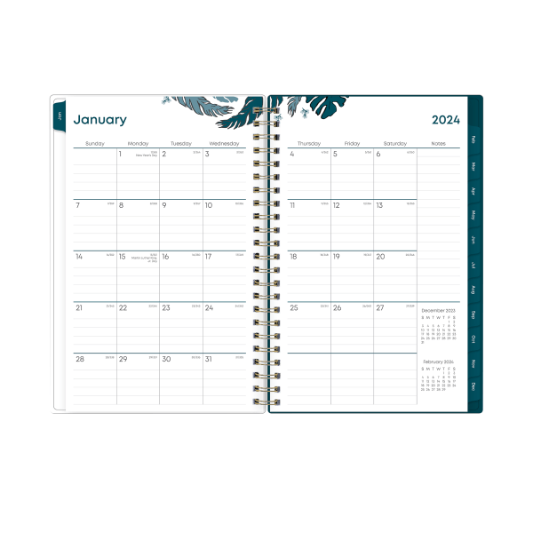 2024 Blue Sky™ Grenada CYO Weekly/Monthly Planning Calendar, 5" x 8",  Green, January to December 2024, 137275 - Zerbee