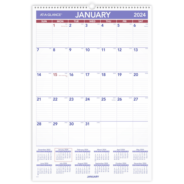 2024 ATAGLANCE® Monthly Wall Calendar, 151/2" x 223/4", January To
