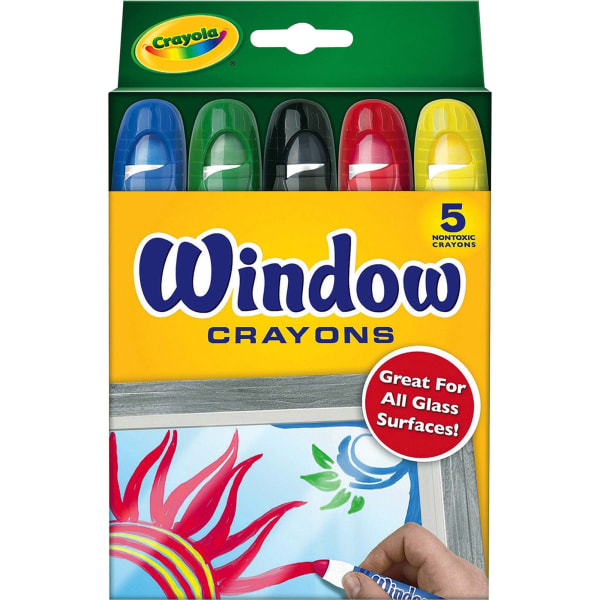 Washable Window Crayons, Assorted Colors, 5/Set Washable Window Crayons, Assorted Colors, 5/Set