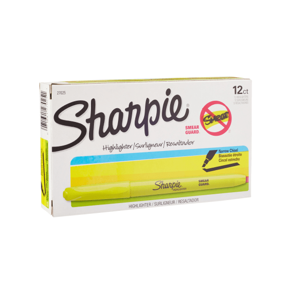 Sharpie 25005 Accent Yellow Chisel Tip Tank Style Highlighter - 12/Pack