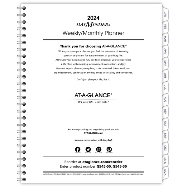 Day-timer July 2023 December 2023 Six Month Weekly Appointment Planner Refill, Size: Pocket, White