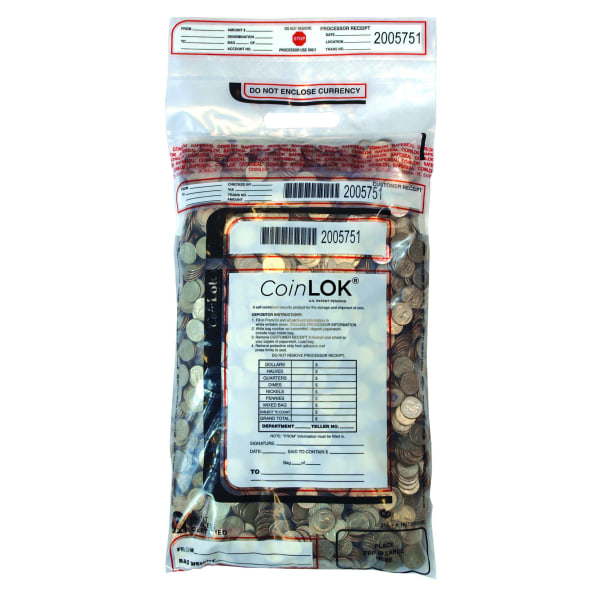 ControlTek CoinLOK Plastic Coin Bags - 12 ControlTek CoinLOK Plastic Coin Bags - 12