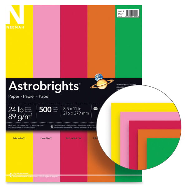 Astrobrights Colored Cardstock, 8.5 x 11, 65 Lb, Vintage Assortment, 250  Sheets - Zerbee