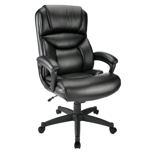 Realspace&reg; Fennington Bonded Leather Executive High-Back Chair, Black 633410