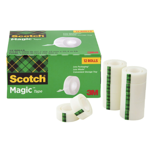 Scotch® Magic™ Invisible Tape, 3/4 x 1,000, Pack Of 12 Rolls - Zerbee