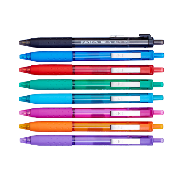 Paper Mate® InkJoy™ 300 RT Retractable Pens, Medium Point, 1.0 mm, Clear  Barrels, Assorted Ink Colors, Pack Of 24 - Zerbee