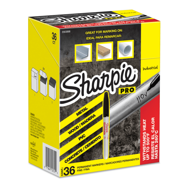 Sharpie Permanent Markers, Chisel Tip, Black Ink, Pack Of 12 Markers
