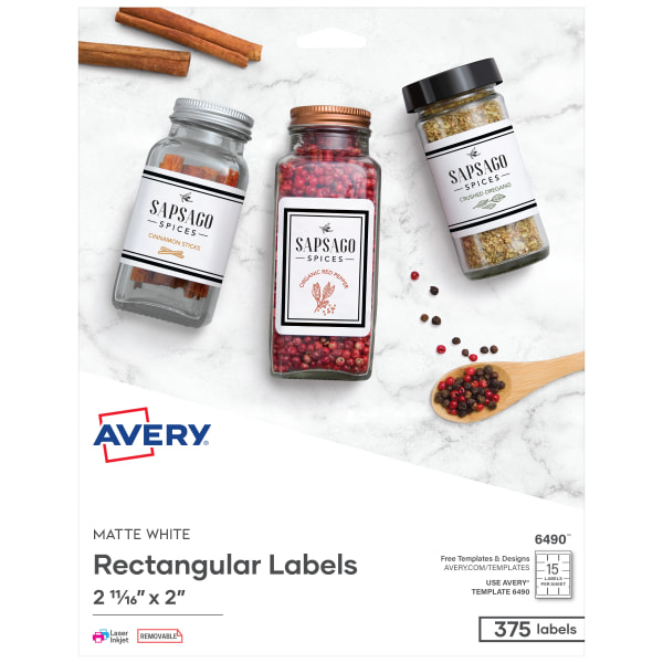 Avery Removable ID Labels, Sure Feed, 1/2?x1-3/4?, 2,000 Labels (6467) -  AVE6467 