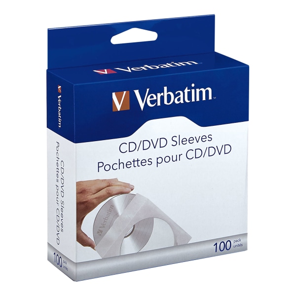 Gearceerd Perioperatieve periode afschaffen Verbatim® CD/DVD Paper Storage Sleeves, White, Box Of 100 Sleeves - Zerbee