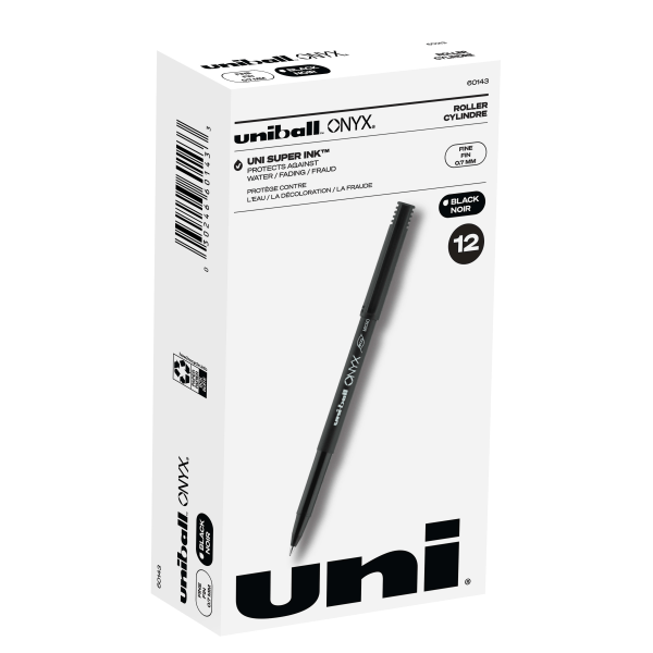 Uniball Onyx Rollerball Stick Pen 12 Pack, 0.5mm Micro Red Pens