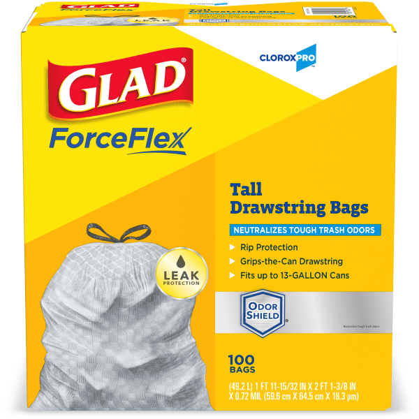 Glad ForceFlex Tall Kitchen Drawstring Trash Bags - CLO70427