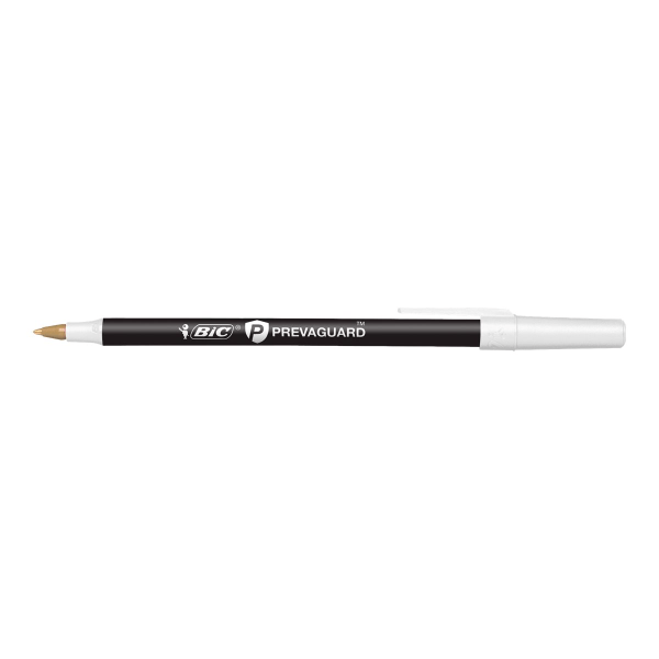 BIC® Prevaguard Round Stic Pens With Antimicrobial Additive, Medium Point, 1.0  mm, Black Barrel, Black Ink, Pack Of 60 Pens - Zerbee