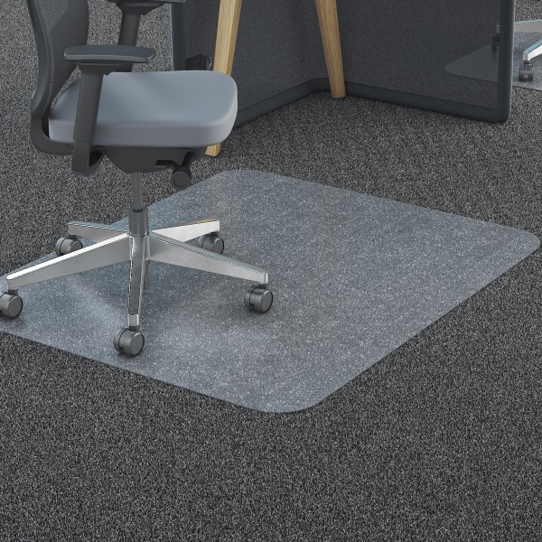 Realspace Heavy Duty Chair Mat for Carpet with Lip, Ramped Edge, 36 x 48, Clear