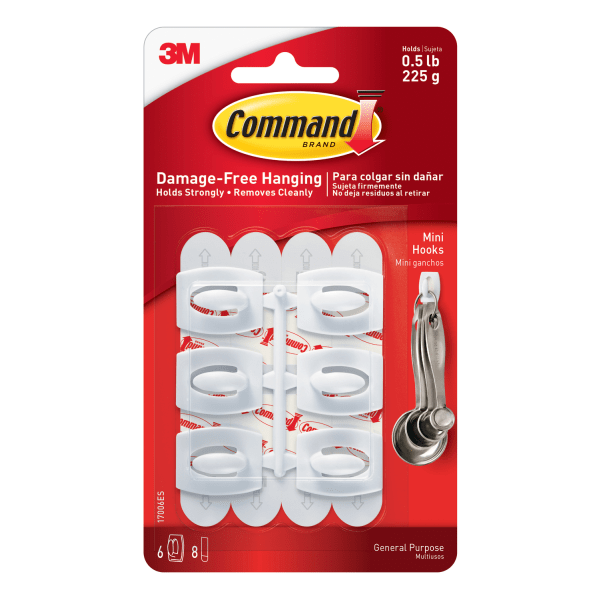 Command Small Refill Adhesive Strips for Wall Hooks, White, Damage