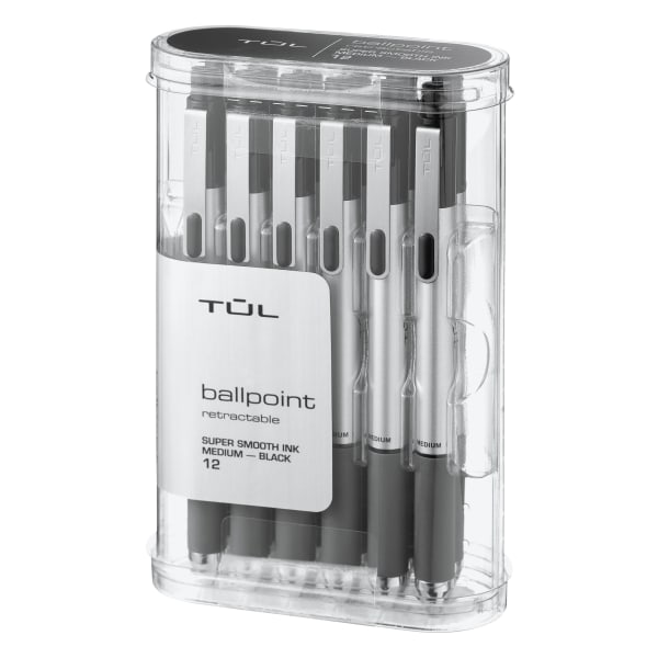 TUL Retractable Gel Pens, Bullet Point, 0.7 mm, Gray Barrel, Assorted Standard & Bright Ink Colors, Pack of 14