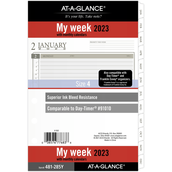 AT-A-GLANCE 2023 RY Weekly Monthly Planner Refill 6825625