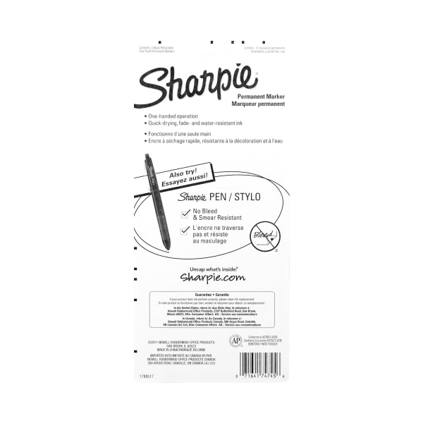 Sharpie Retractable Permanent Markers, Fine Point, Red, Box Of 12