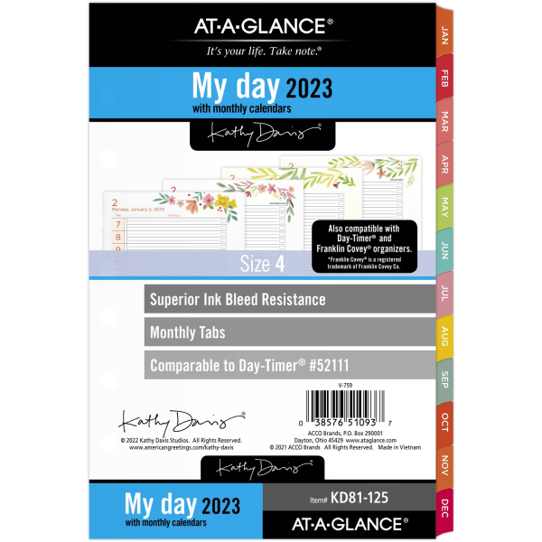 AT-A-GLANCE Kathy Davis 2023 RY Daily Monthly Planner Refill 6917520