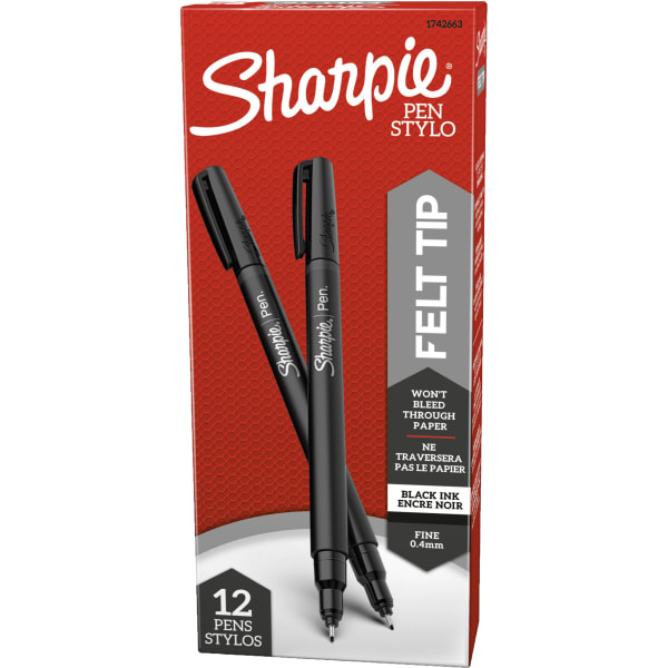 Sharpie® Fine Point Permanent Markers, Gray Barrel, Black Ink, Pack Of 12 -  Zerbee