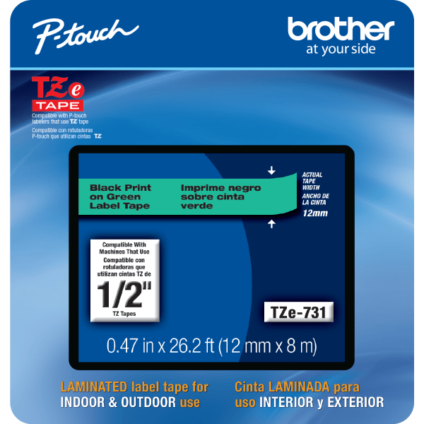 Brother® TZE731CS Genuine P-Touch Laminated Label Tape, 1/2
