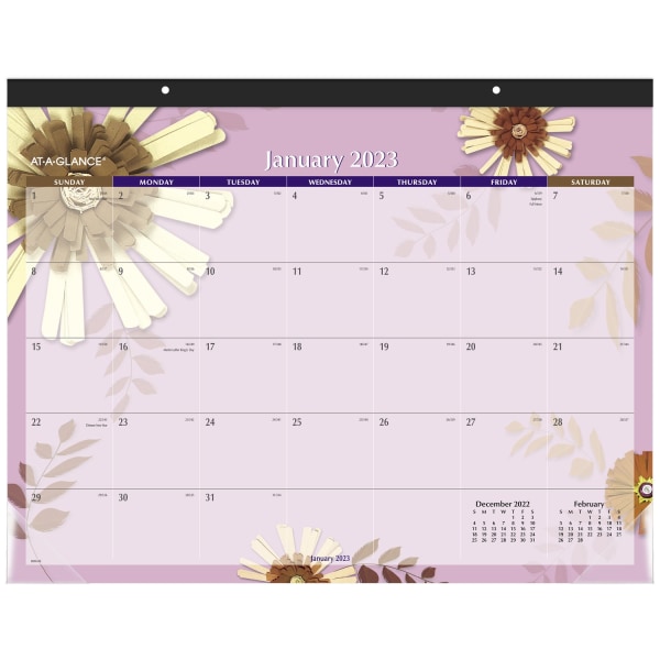 AT-A-GLANCE 2023 RY Paper Flowers Monthly Desk Pad 7079984