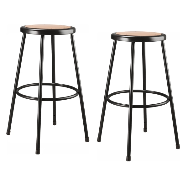 National Public Seating 6800 Height-Adjustable Swivel Stool, Wood-Black