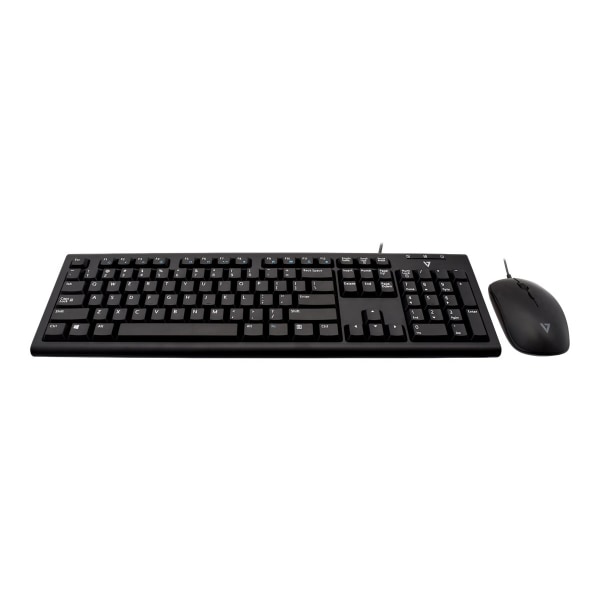 V7 Wired Keyboard and Mouse Combo - USB Cable - English (US) - Black - USB Cable Mouse - Optical - 1600 dpi - 3 Button - Black - Email 7112073