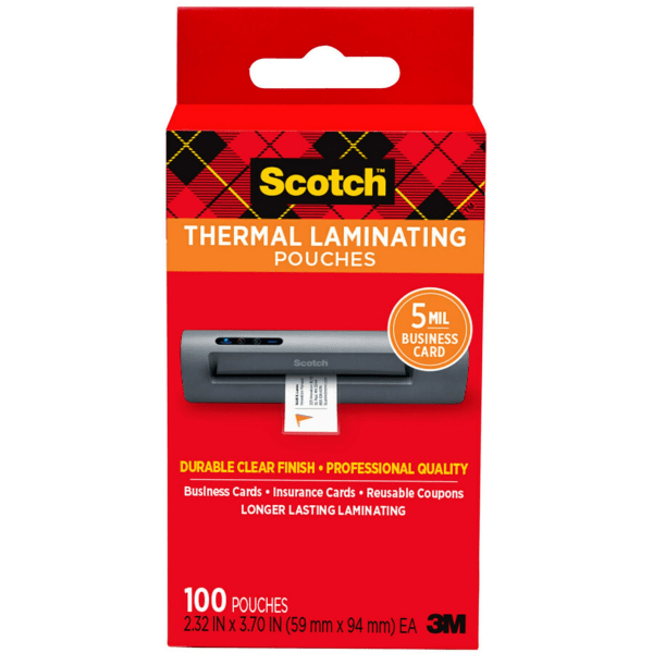 Scotch Thermal Laminating Pouches, Business Card size, 100/Pack