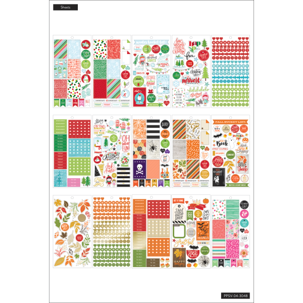 Happy Planner Classic Stickers, 9H x 4-3/4W x 1/4D, Seasonal