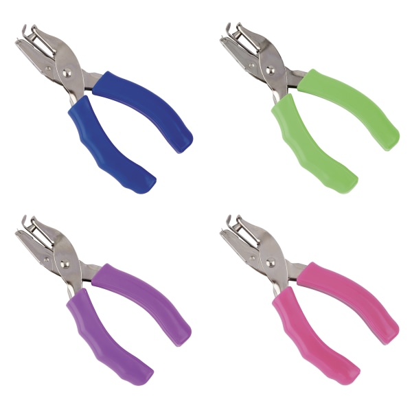 Single-Hole Punch With Padded Handles, Assorted Colors - Zerbee